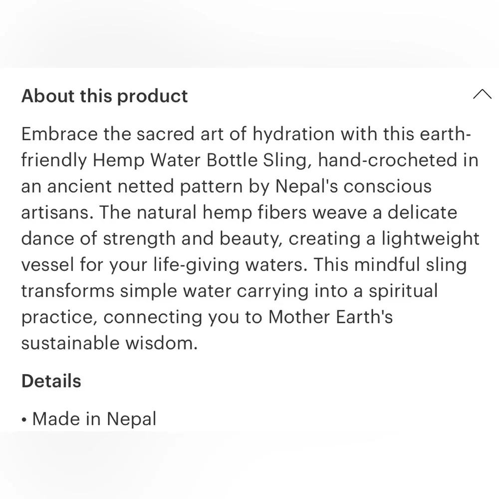 Hemp Crocheted Water Bottle Sling - Picture 2 of 2